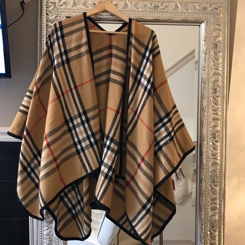 Plaid poncho/ cape